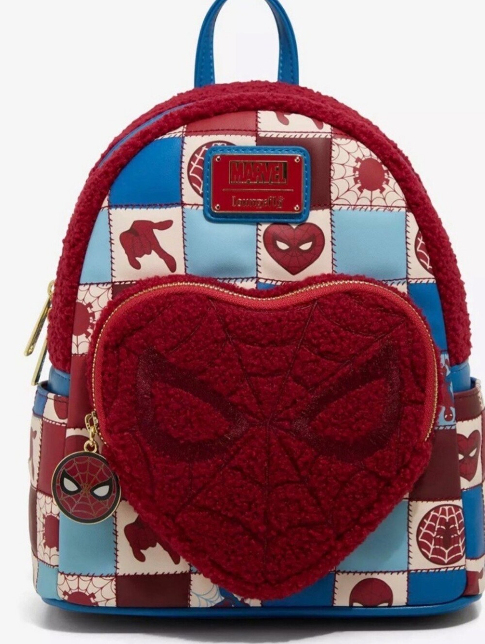 NWT LOUNGEFLY MARVEL SPIDERMAN HEART SHERPA HARD TAG MINI BACKPACK